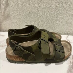 Birkenstock Kids' Camo Green Two-Strap Sandals used good conditions